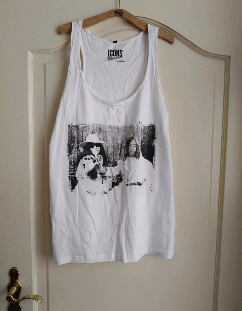 John Lennon tanktop, Kleding | Heren, T-shirts, Gedragen, Overige maten, Wit, Ophalen