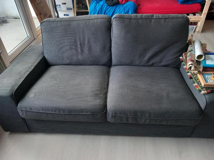 Tweezits bank grijs, Huis en Inrichting, Banken | Bankstellen, Gebruikt, Rechte bank, Tweepersoons, 150 tot 200 cm, 75 tot 100 cm