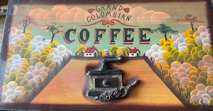 Vintage 'Grand Colombian Coffee' houten kist, Ophalen, Gebruikt, 50 tot 100 cm, Minder dan 50 cm