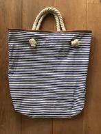 Wit met blauw gestreepte strandtas / shopper. Nieuw., Verzenden, Nieuw, Blauw, Shopper