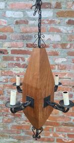 Oude vintage hanglamp. Massief teakhout., Ophalen of Verzenden