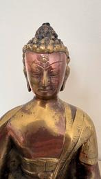 Grote tweekleurige Boeddha in koper, Ophalen of Verzenden, 20 - 50 cm, Beeld, Metaal