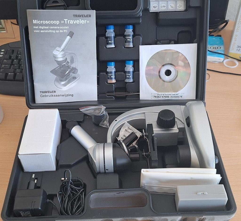 Traveler Microscoop met Digitale Camera-Oculair, Ophalen of Verzenden, Zo goed als nieuw, 400x tot 1000x, Biologische microscoop