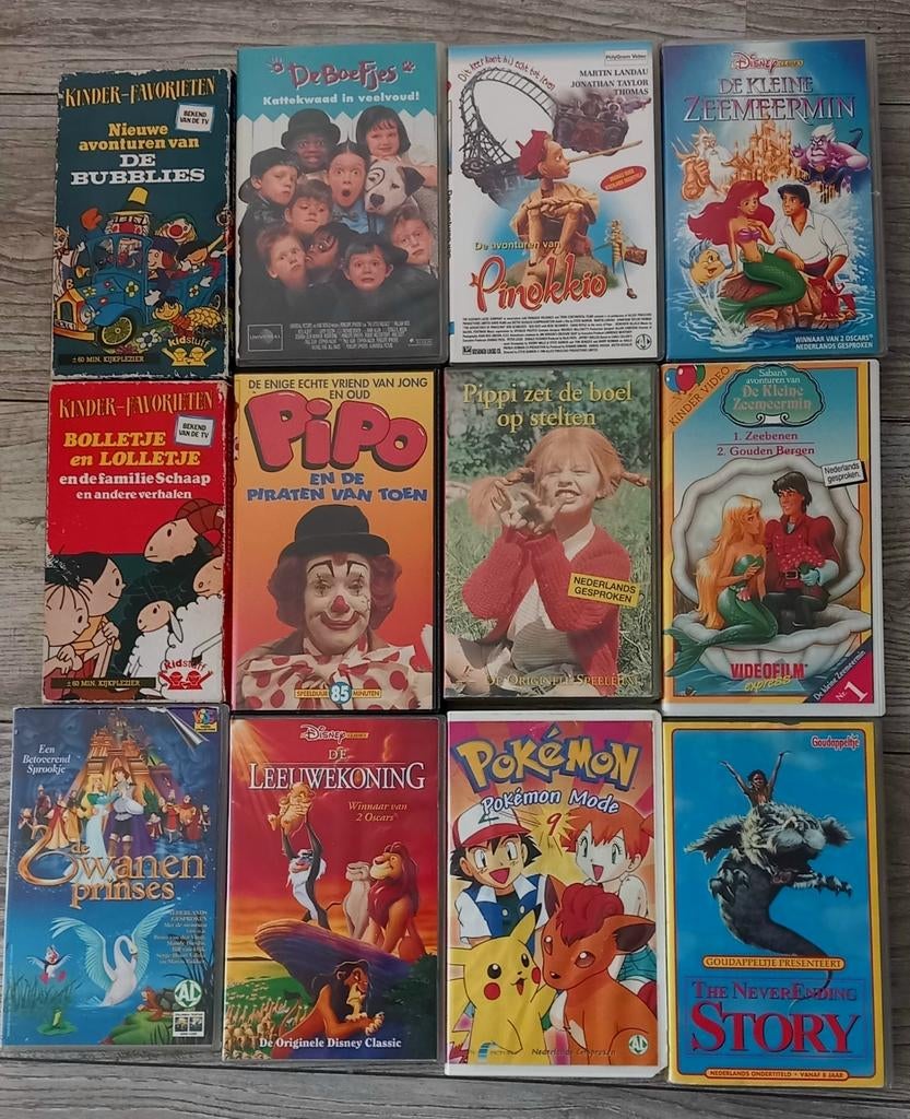 12 videobanden met diverse kinderfilms, Alle leeftijden, Ophalen of Verzenden, Gebruikt, Overige genres