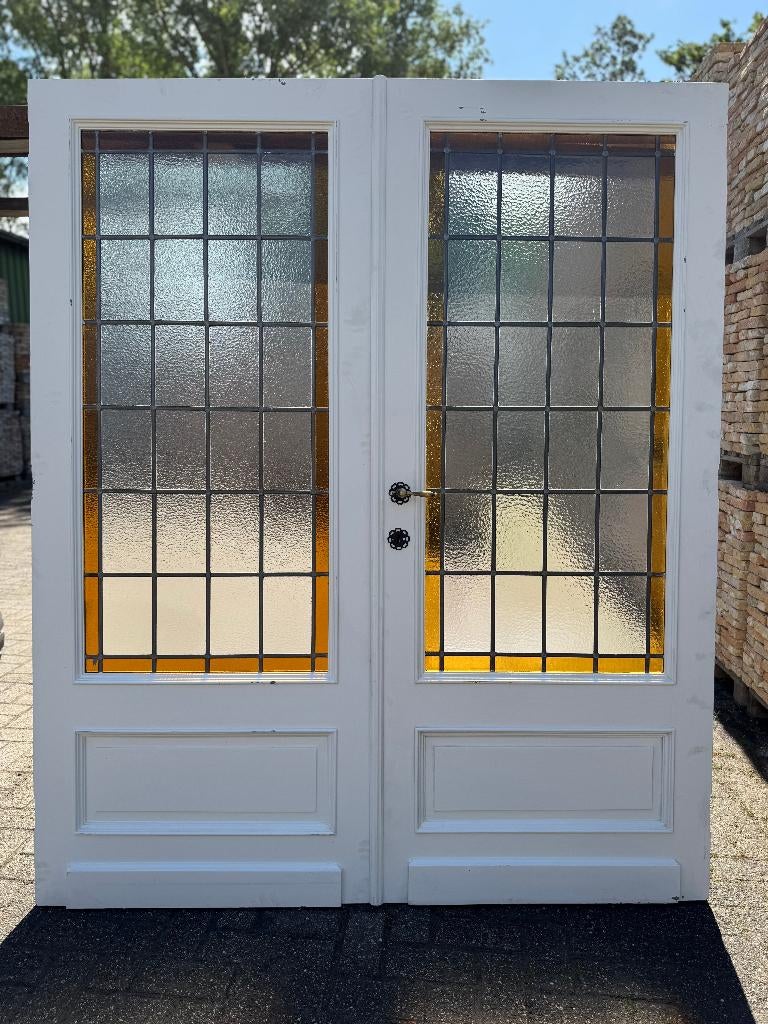 Set openslaande deuren met glas in lood 201x168cm., Ophalen
