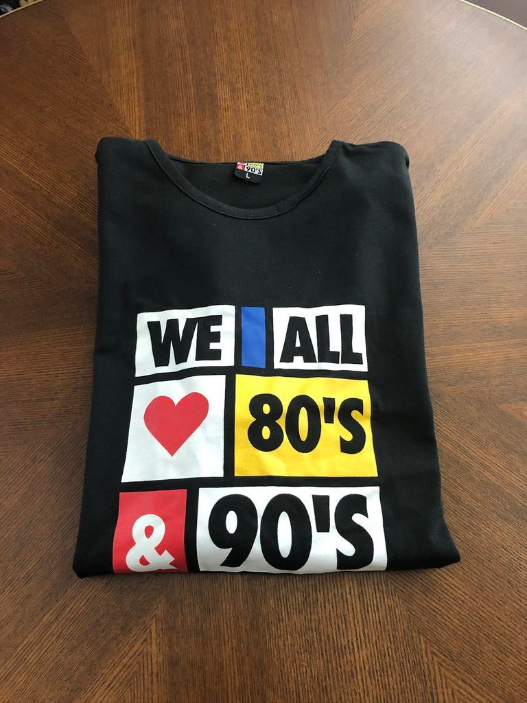 T-shirt zwart WE ALL LOVE 80’s-90’s maat S of M ronde hals, Kleding | Dames, Maat 38/40 (M), Zwart, Ophalen of Verzenden, Zo goed als nieuw