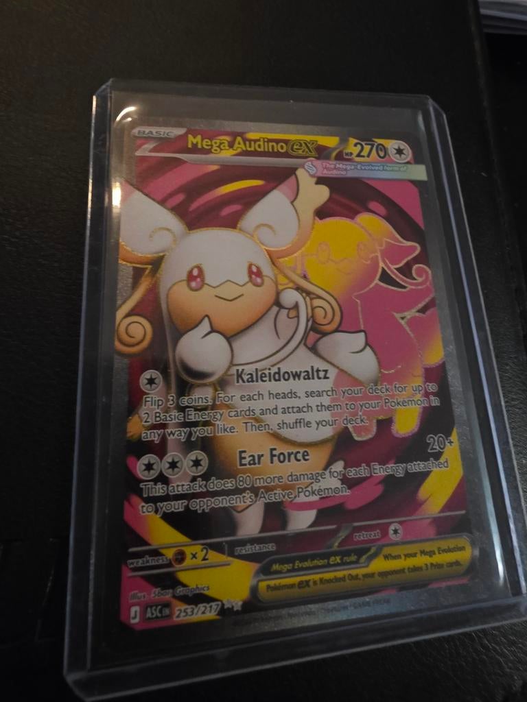 Pokémon Kaart: Mega Audino EX (253/217) - ascended heroes, Ophalen of Verzenden, Zo goed als nieuw, Losse kaart, Foil
