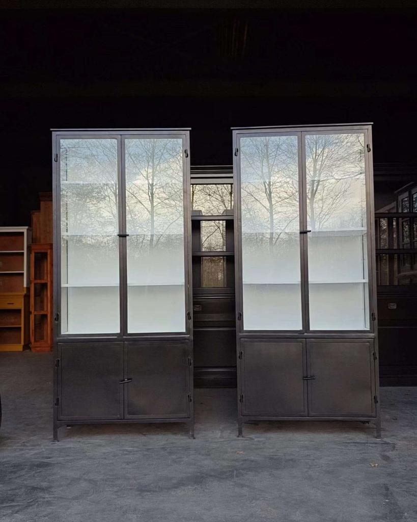 Prachtige metalen apothekerskasten | Dokterskast zwart #6766, Huis en Inrichting, Kasten | Vitrinekasten, Niet ingevuld, Gebruikt