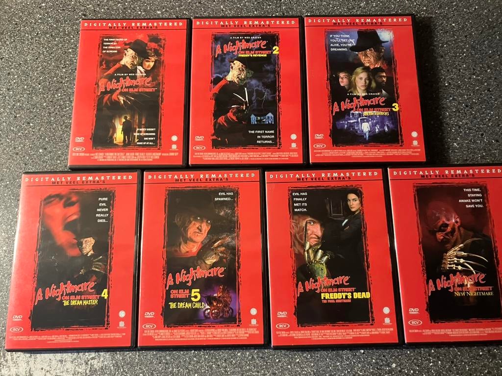 A Nightmare On Elm Street - compleet 1 t/m 7, Cd's en Dvd's, Dvd's | Horror, Vanaf 16 jaar, Ophalen of Verzenden, Gebruikt, Slasher