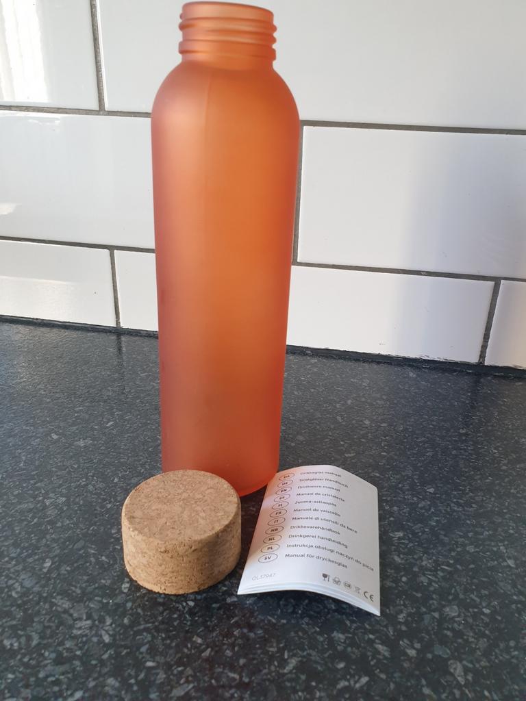oranje drinkfles van glas, Ophalen of Verzenden, Nieuw