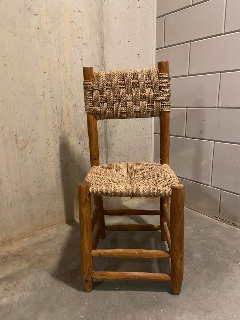Authentieke Marokkaanse stoel van hout en riet, Huis en Inrichting, Stoelen, Ophalen, Gebruikt, Bruin, Eén