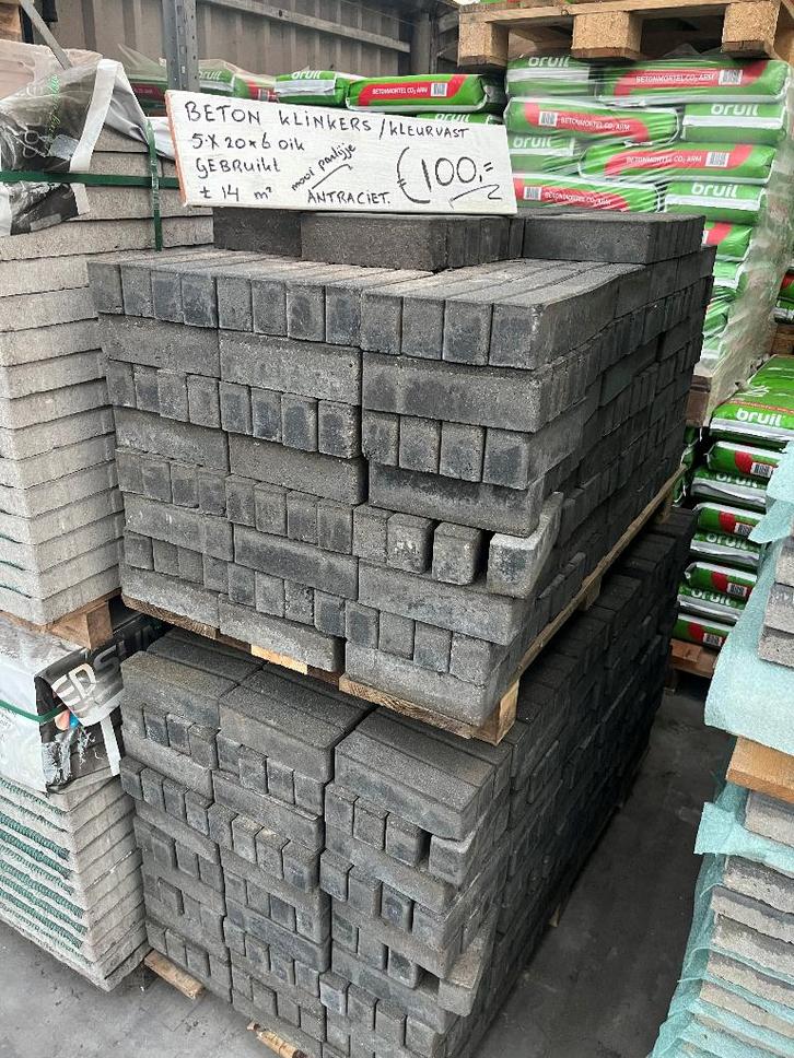 Betonklinkers, Tuin en Terras, Tegels en Klinkers, Gebruikt, Klinkers, Beton, 10 m² of meer, Gecoat, Ophalen