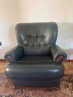 Blauw leren bankstel set, Huis en Inrichting, Ophalen, Klassiek tijdloos, Overige maten, Zo goed als nieuw