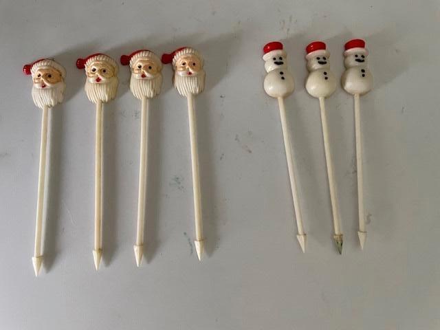 7 vintage prikkers kerstmis. Kerstman en sneeuwman., Diversen, Kerst, Ophalen, Zo goed als nieuw