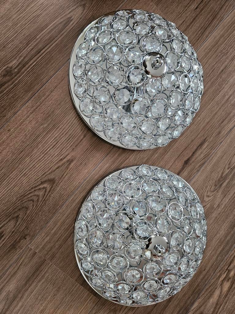 2x plafondlamp met steentjes, Ophalen, Zo goed als nieuw