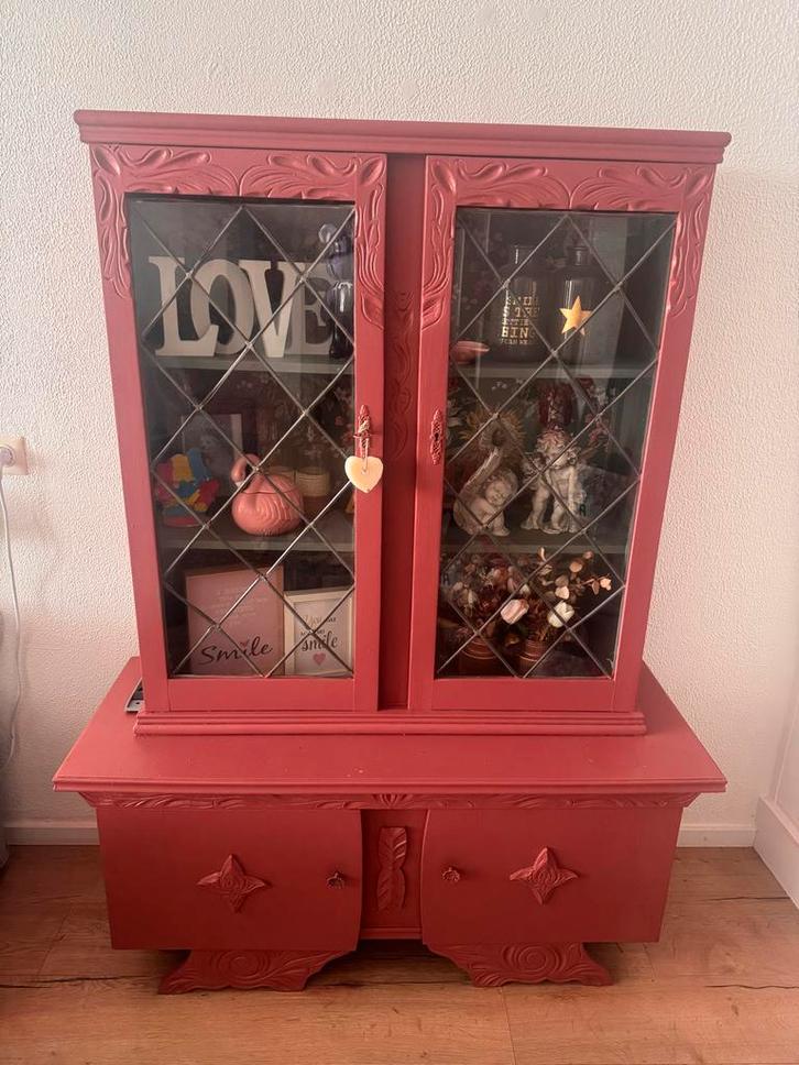 Antieke vitrinekast - Uniek en stijlvol, Huis en Inrichting, Kasten | Vitrinekasten, Gebruikt, 150 tot 200 cm, 50 tot 100 cm, 25 tot 50 cm