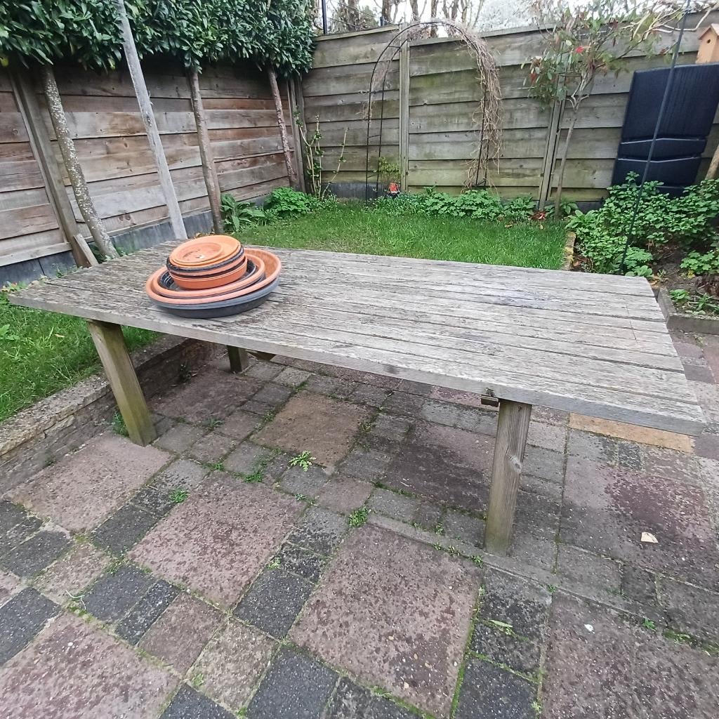 tuintafel, Tuin en Terras, Tuintafels, Ophalen, Gebruikt, Rechthoekig, Hout