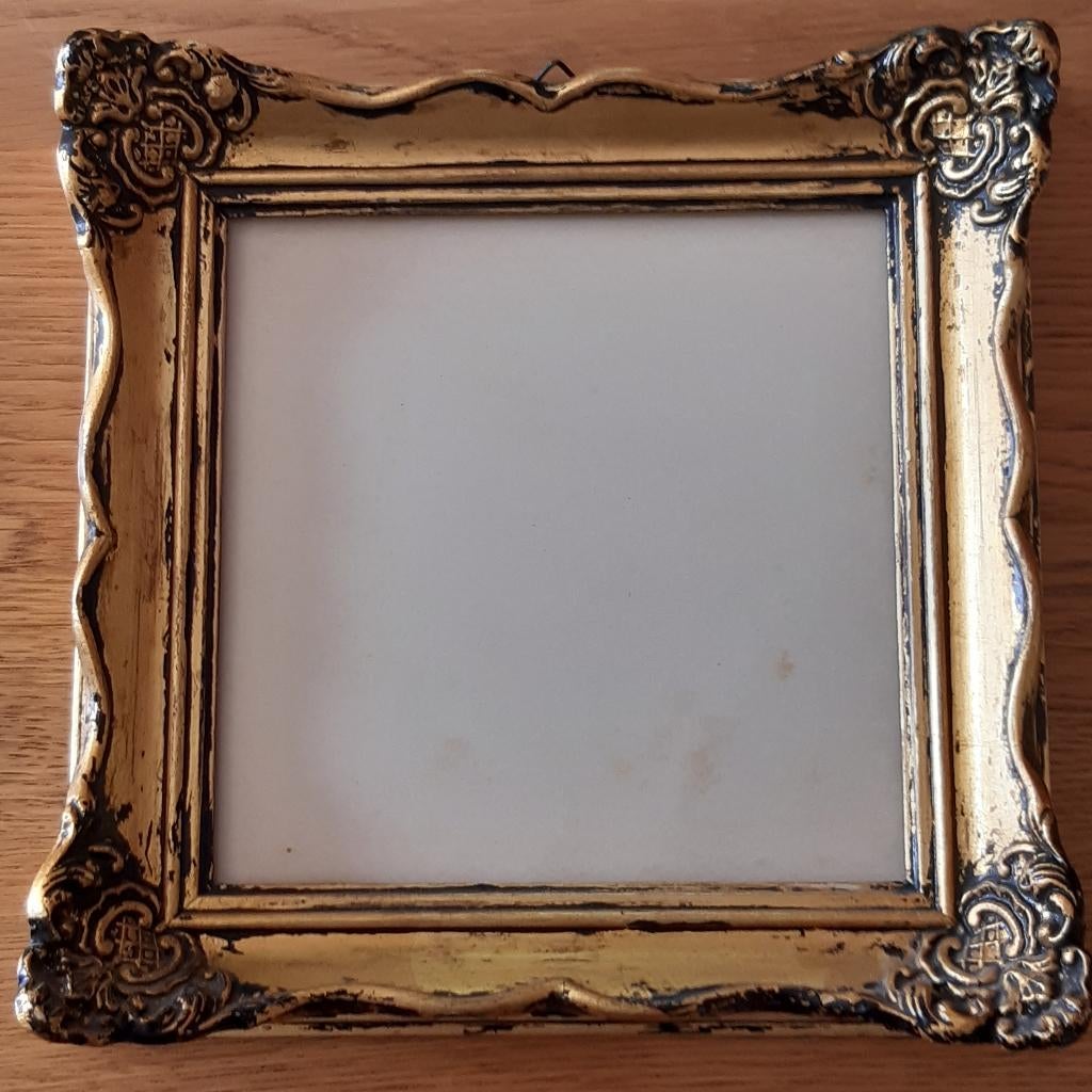 Antieke vergulde houten lijst 20x20 cm. Rococo, Antiek en Kunst, Ophalen of Verzenden