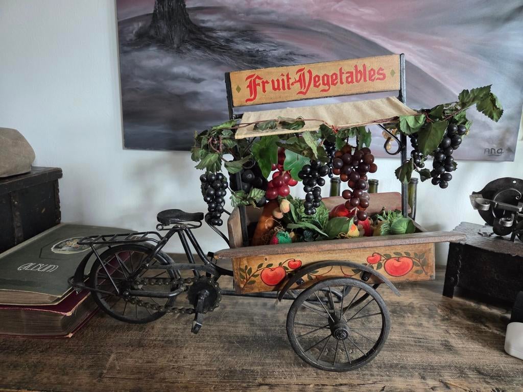 Schaalmodel miniatuur groente- en fruitkar op fiets, Ophalen