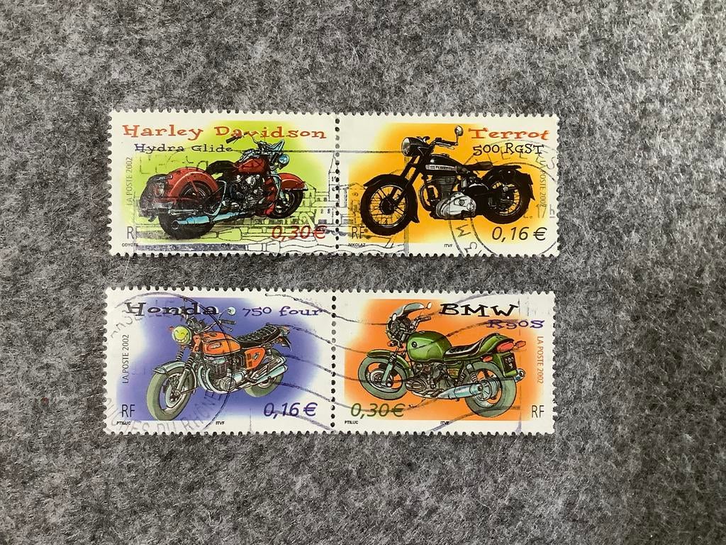 Postzegels Frankrijk 2002 motoren gestempeld, Ophalen of Verzenden, Gestempeld