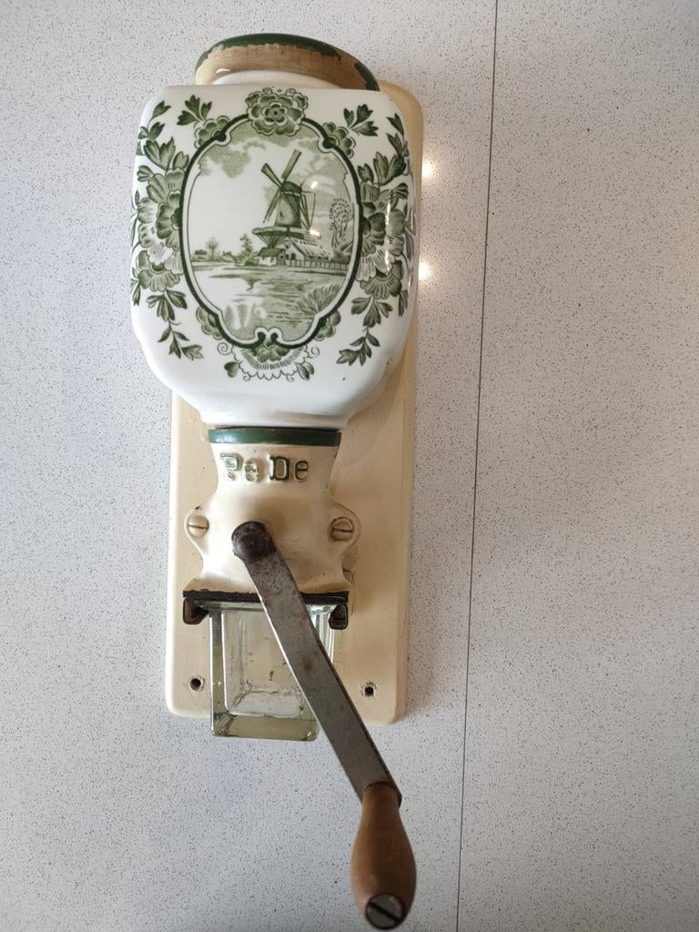 Vintage PeDe Wandkoffiemolen - Groen Delfts Blauw Decor, Ophalen of Verzenden