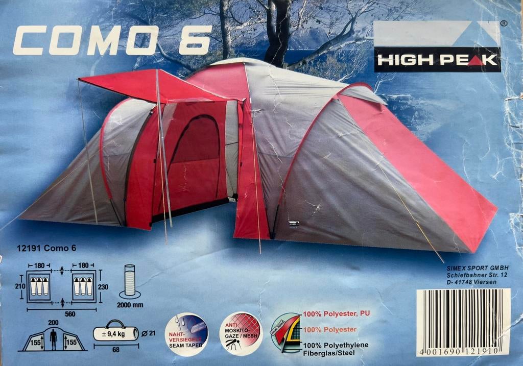 Como 6 - tent - slechts enkele keren gebruikt, Caravans en Kamperen, Tenten, Ophalen, Gebruikt