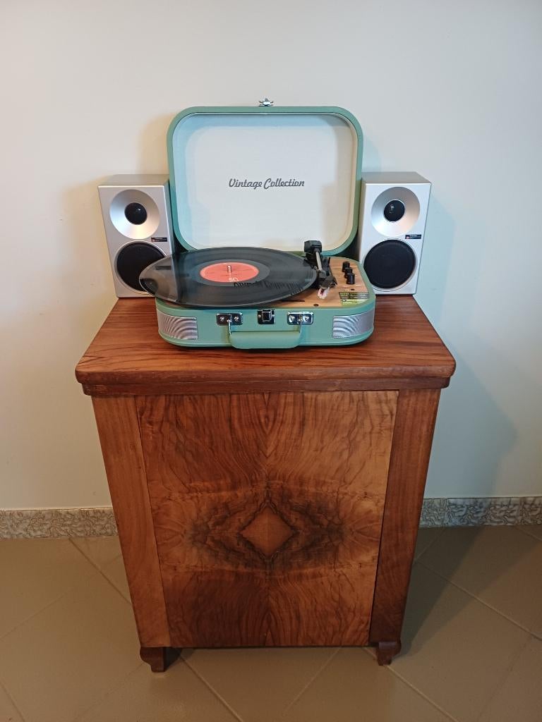 Audiomeubel platenkast platenspelerkast retro vintage hout, Ophalen