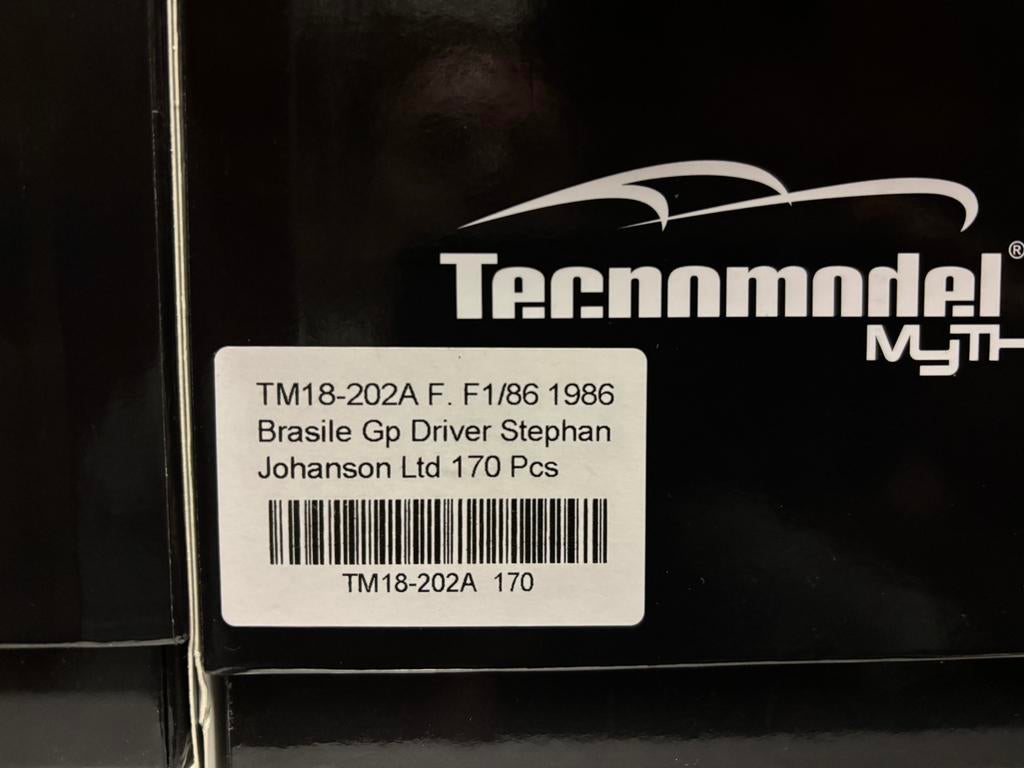 AANBIEDING! Ferrari F1-86 Johansson 1986 Tecnomodel 1:18, ., Nieuw, Ophalen of Verzenden, Tecnomodel