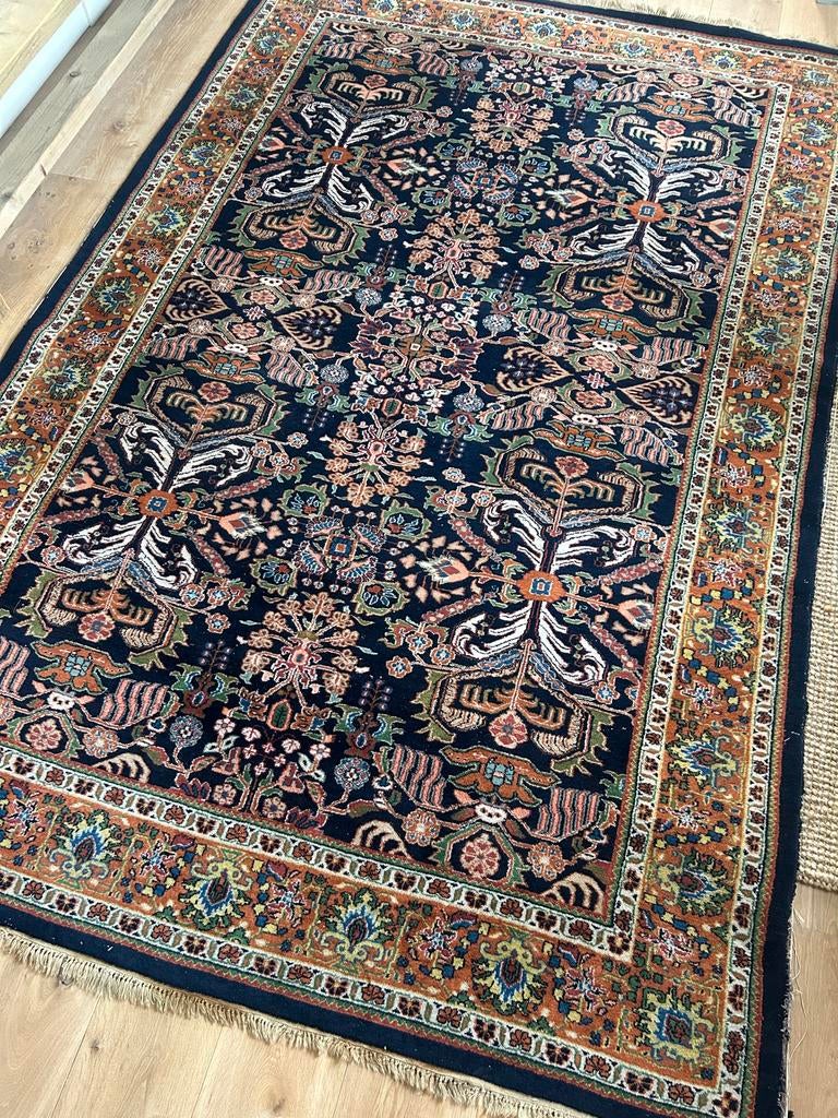 Iraans Tapijt uit Teheran (antiek) - 200x300cm, Huis en Inrichting, Ophalen, Gebruikt, Blauw, 200 cm of meer