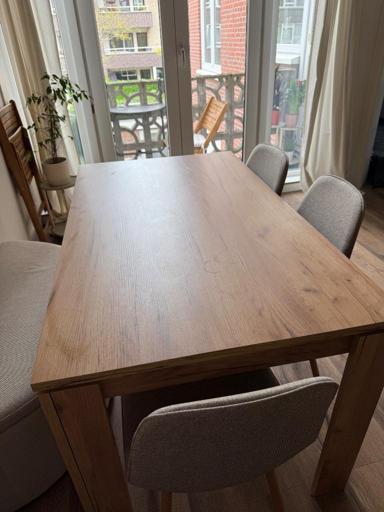 Eetafel met stoelen, Ophalen, 100 tot 150 cm, 50 tot 100 cm, Zo goed als nieuw