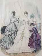 Prachtige antieke ingelijste gravure uit Frankrijk uit 1868., Ophalen of Verzenden