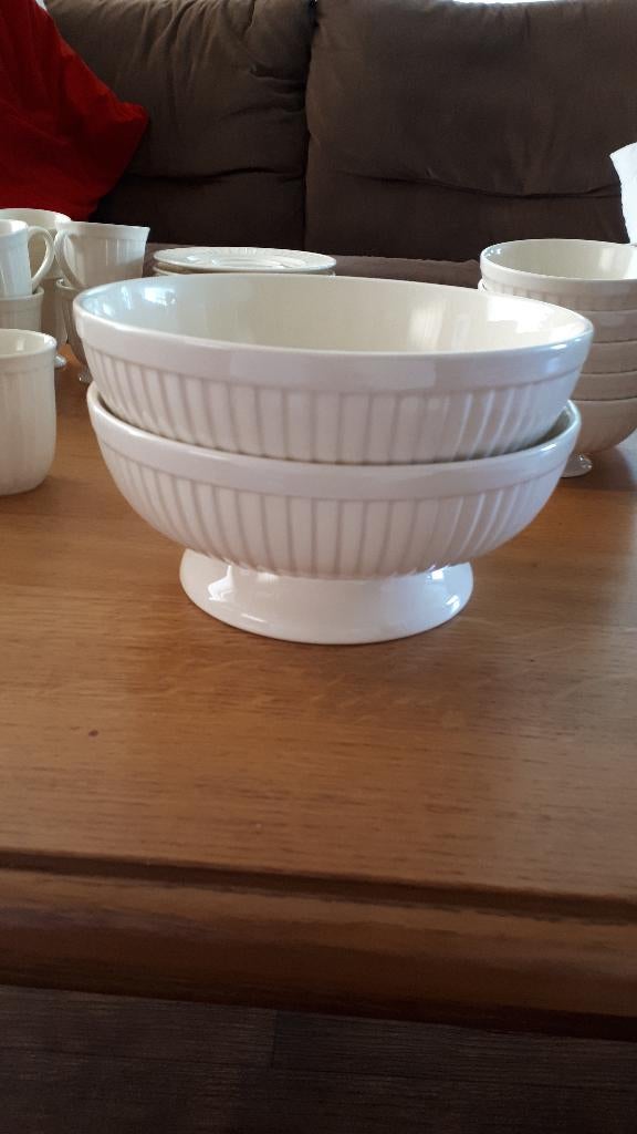 2 schalen creme, Gebruikt, Ophalen of Verzenden, Overige stijlen, Glas