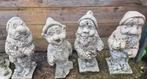Set van 4 vintage tuinkabouters van steen, Tuin en Terras, Tuinbeelden, Ophalen, Gebruikt, Beton, Tuinkabouter