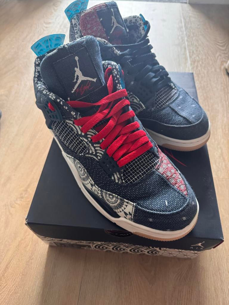 Jordan 4 Sashiko sneakers maat 47.5, Ophalen of Verzenden, Gedragen, Blauw, Sneakers of Gympen