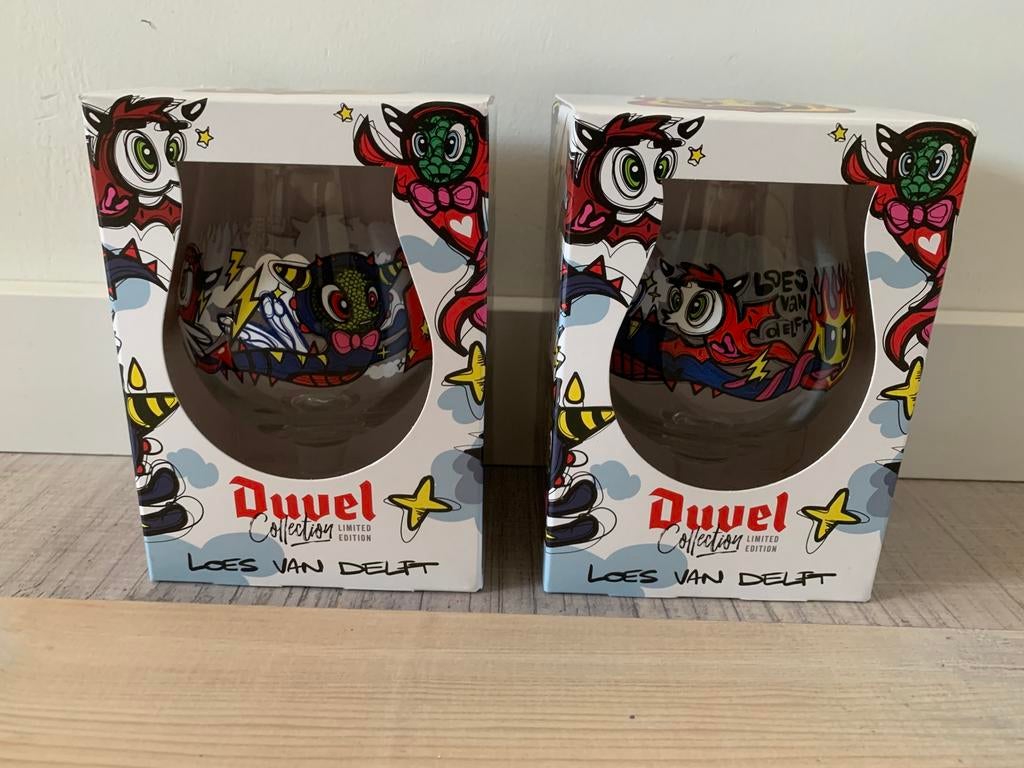 Loes van delft duvel designer glazen, Ophalen of Verzenden, Nieuw, Glas of Glazen, Duvel