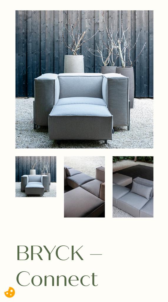 Modulaire buitenbank Bryck Connect - Hoekbank, Huis en Inrichting, 100 tot 125 cm, Hoekbank, 300 cm of meer, Ophalen of Verzenden