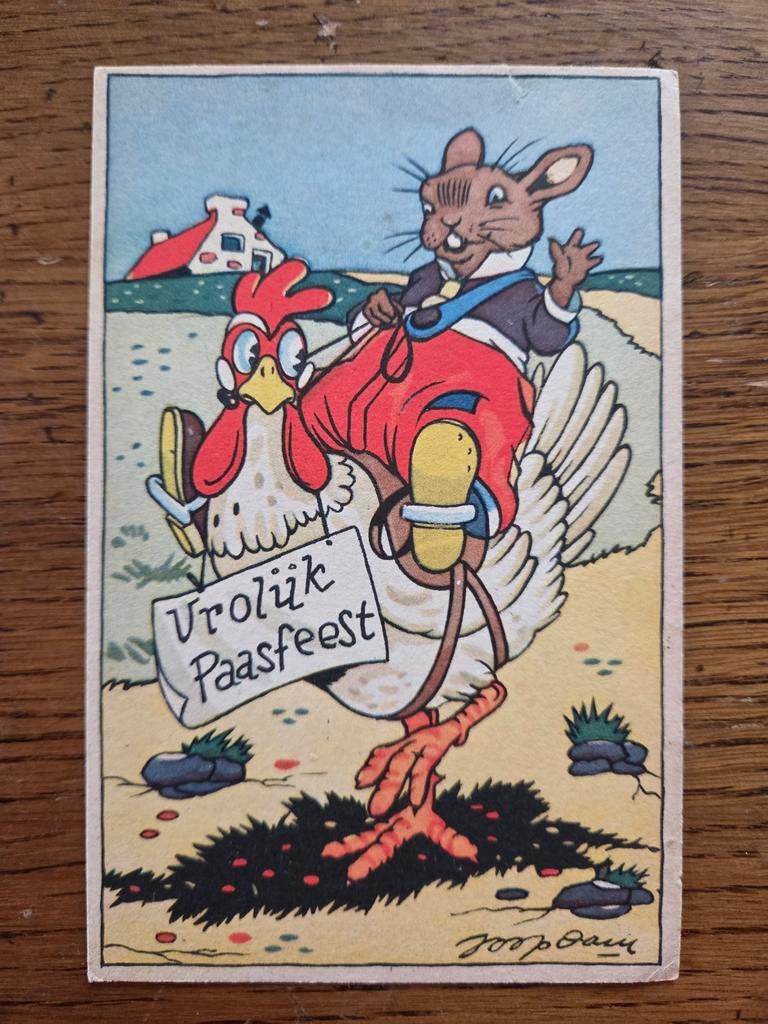 Vrolijk Paasfeest, Joop Dam, jaren '50, Pasen, Verzamelen, Ansichtkaarten | Themakaarten, Ophalen of Verzenden, 1940 tot 1960