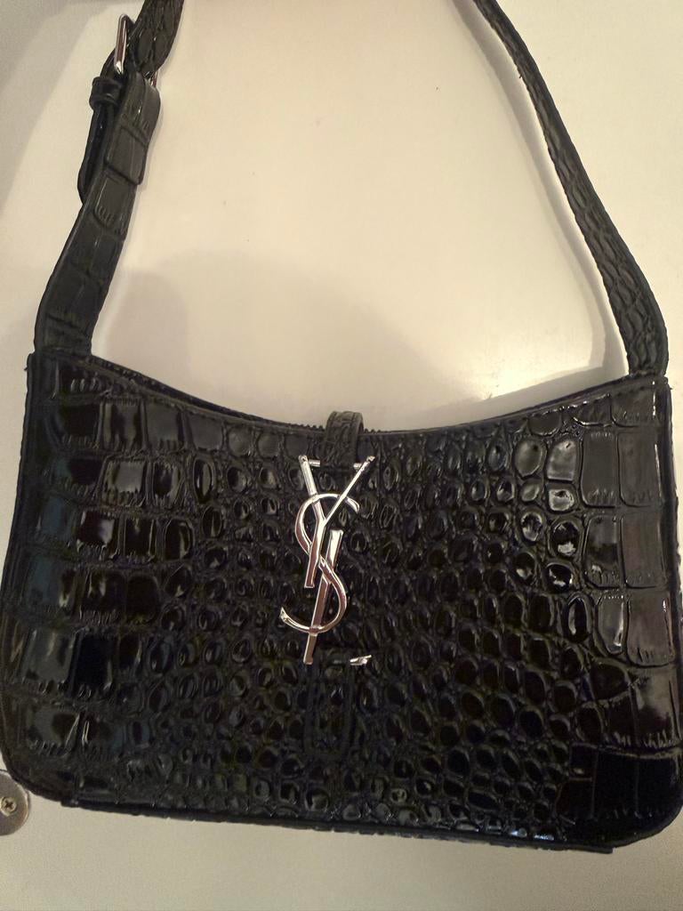 YSL shiny aligator skin leer schoudertas NIEUW, Ophalen of Verzenden, Nieuw, Zwart, Leer