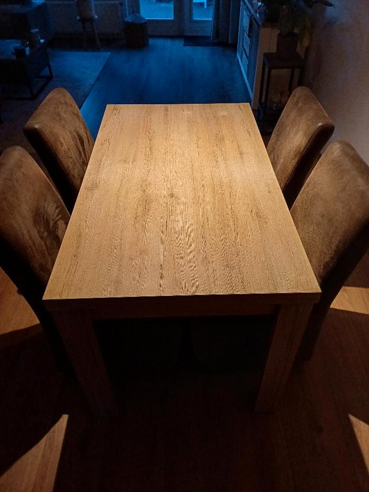 Eettafel + stoelen, Huis en Inrichting, Tafels | Eettafels, Gebruikt, 50 tot 100 cm, 150 tot 200 cm, Vijf personen of meer, Rechthoekig