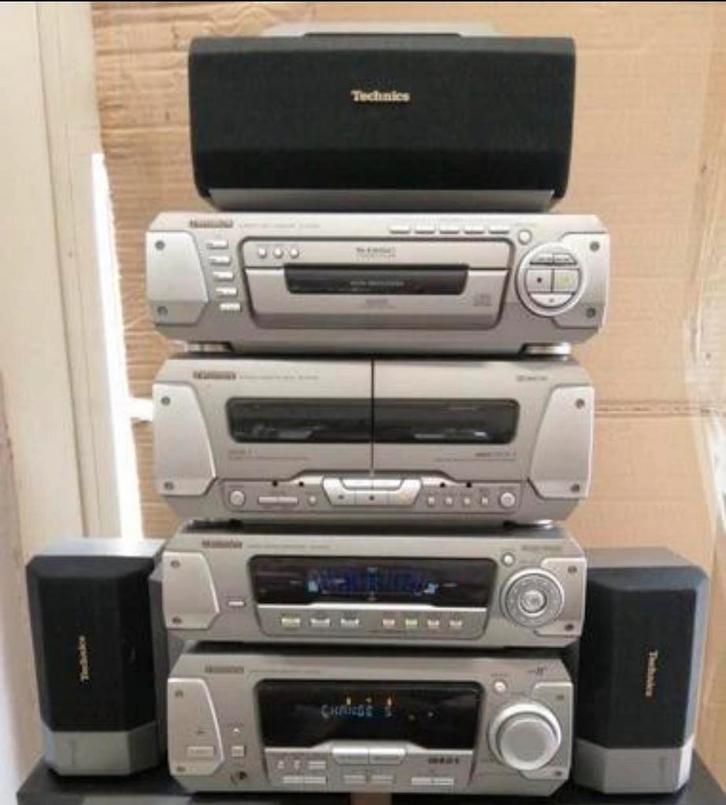 Technics radio stereo 5 speakers - CD wisselaar - subwoofer, Audio, Tv en Foto, Stereo-sets, Gebruikt, Cassettedeck, Cd-speler