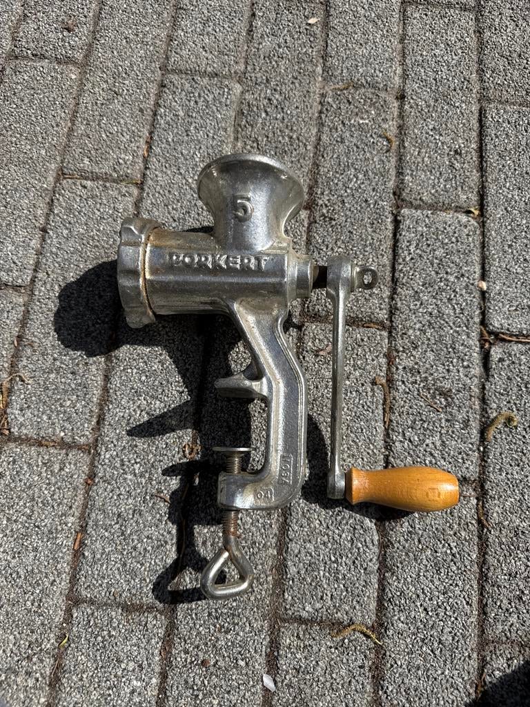 Porkert Gehaktmolen - Vintage Keukenmachine, Zilver, Ophalen of Verzenden, Metaal, Overige merken