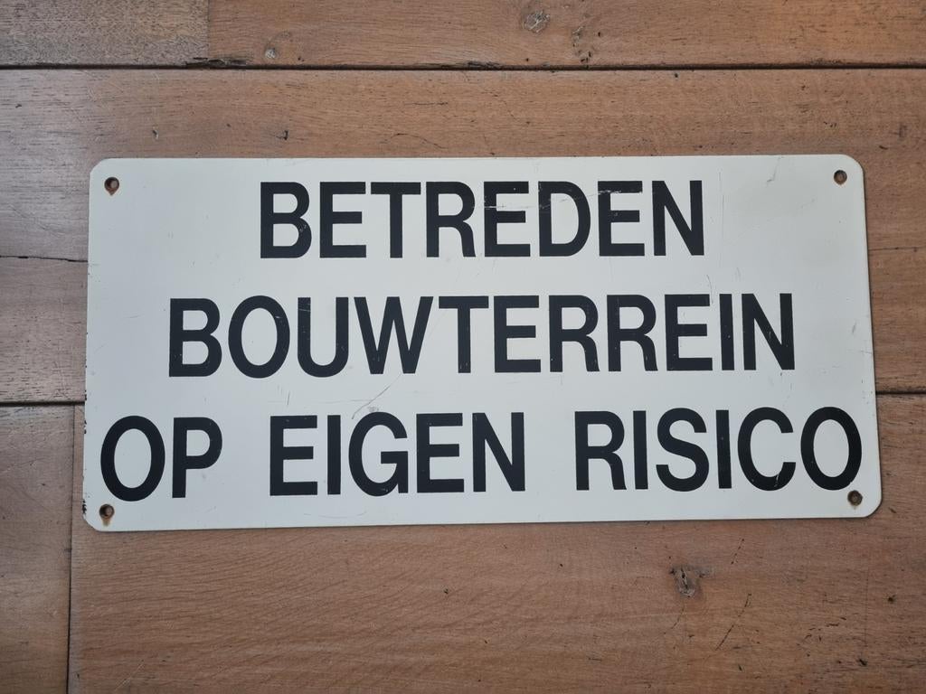 Oud metalen bord € 35 !, Ophalen of Verzenden