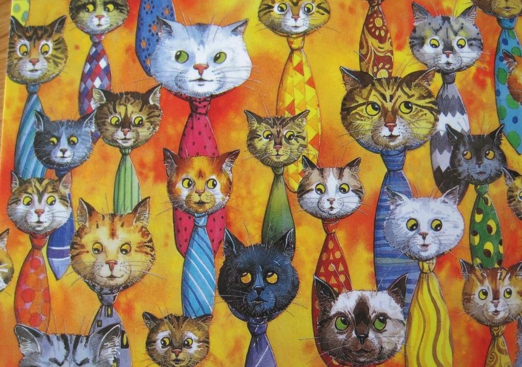 Bernhard Oberdieck - Katzen Krawatten - kat met stropdas, Verzenden, 1980 tot heden, Gelopen, Overige thema's