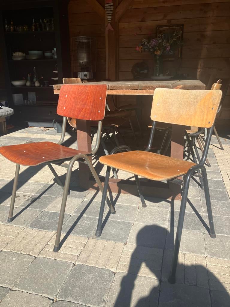 Diverse Retro Schoolstoelen - Vintage design, Ophalen, Gebruikt, Overige kleuren, Vijf, Zes of meer stoelen