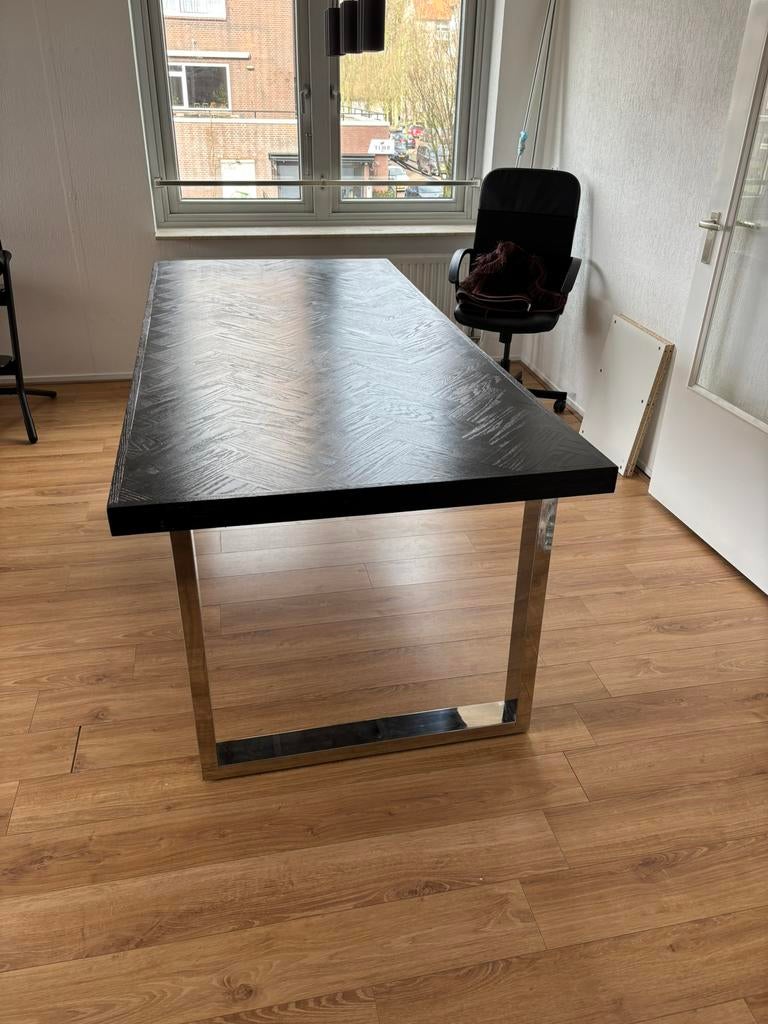 Richmond Blackbone Eettafel 220x100 + Salon 90x90, Ophalen, 200 cm of meer, 50 tot 100 cm, Zo goed als nieuw