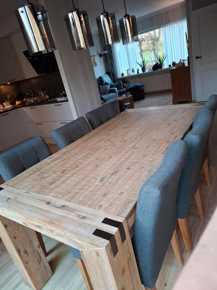 Uitschuifbare eetkamertafel en 6 stoelen, Huis en Inrichting, Complete inboedels, Ophalen