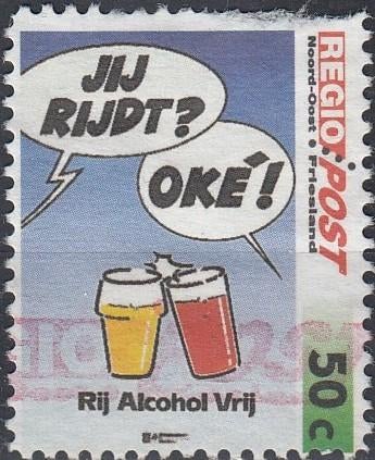 Nederland- SP-03-Regiopost Friesland-1996-Rij Alcohol Vrij-G, Verzenden, Na 1940, Gestempeld