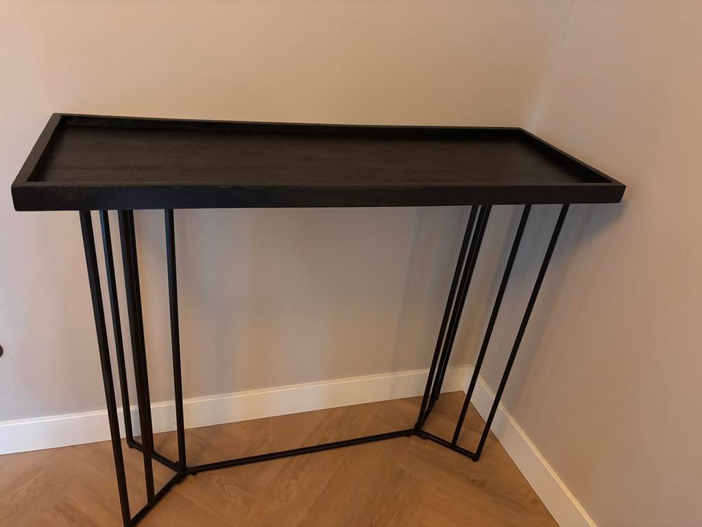 Zwarte wandtafel Luca mangohout Westwing, Ophalen, Gebruikt, 100 tot 150 cm, Overige houtsoorten