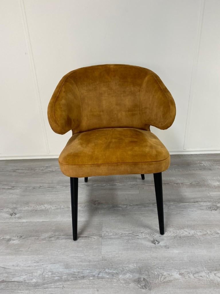 Stijlvolle cognac eetkamerstoel, Bruin, Ophalen of Verzenden, Zo goed als nieuw, Eén