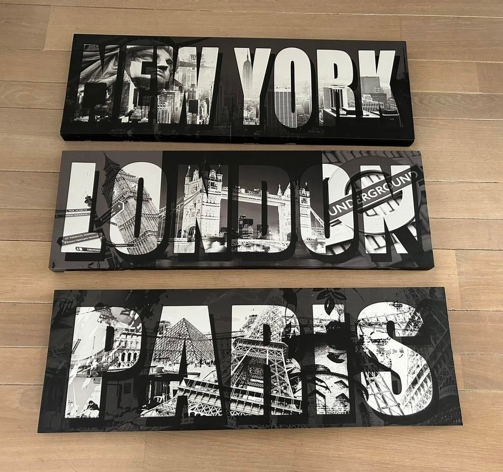 Wanddecoratie New York, London, Paris., Huis en Inrichting, Woonaccessoires | Wanddecoraties, Ophalen